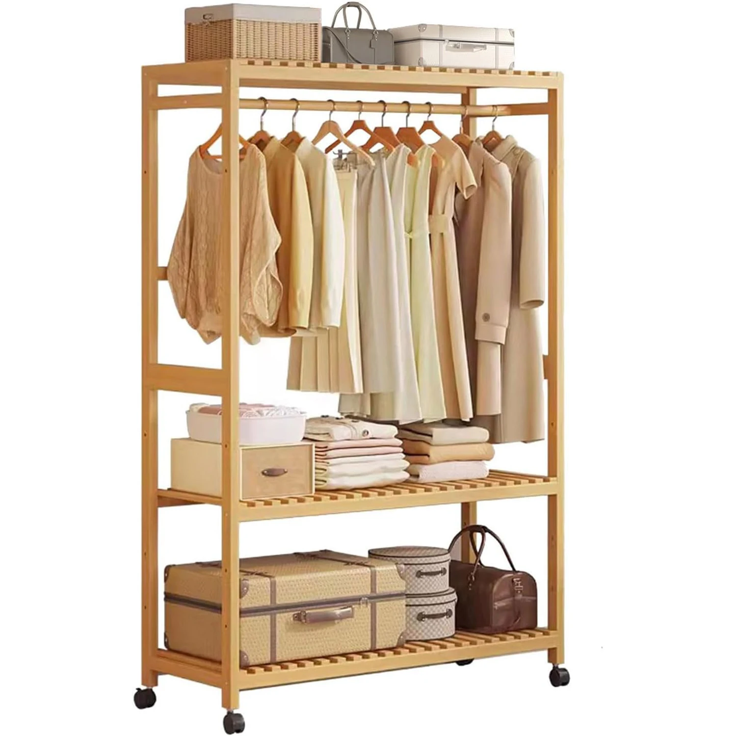 product custom clothing organizer rolling garment rack storage shelf portable closet organizer clothes storage bedroom organization-2