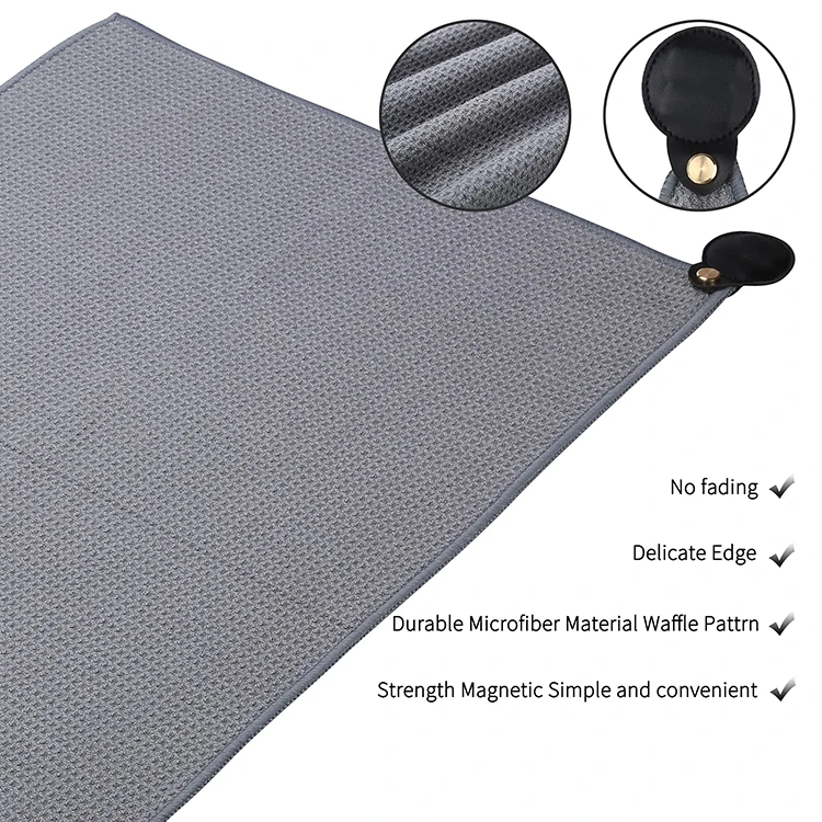 Hot Sale OEM Custom Logo Personalizeds Microfiber Waffle Magnetic Golf Ball Towel