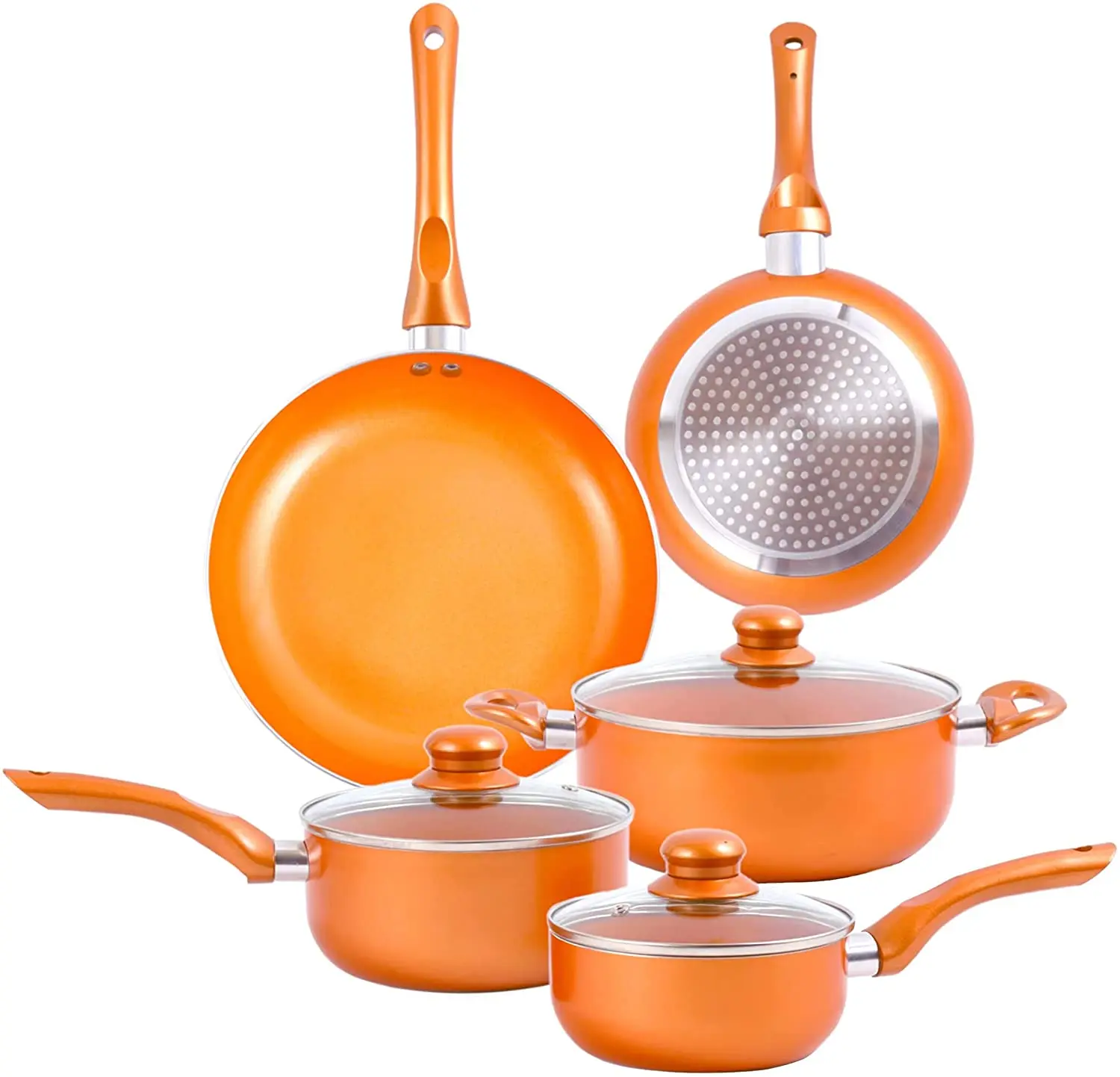 orange pot and pan set