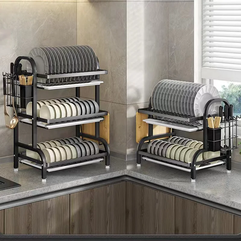 Wholesale Household Kitchen Rack Multi-Functional Dish Drain Rack Bowl And Chopsticks Storage Box Stainless Steel Storage Rack