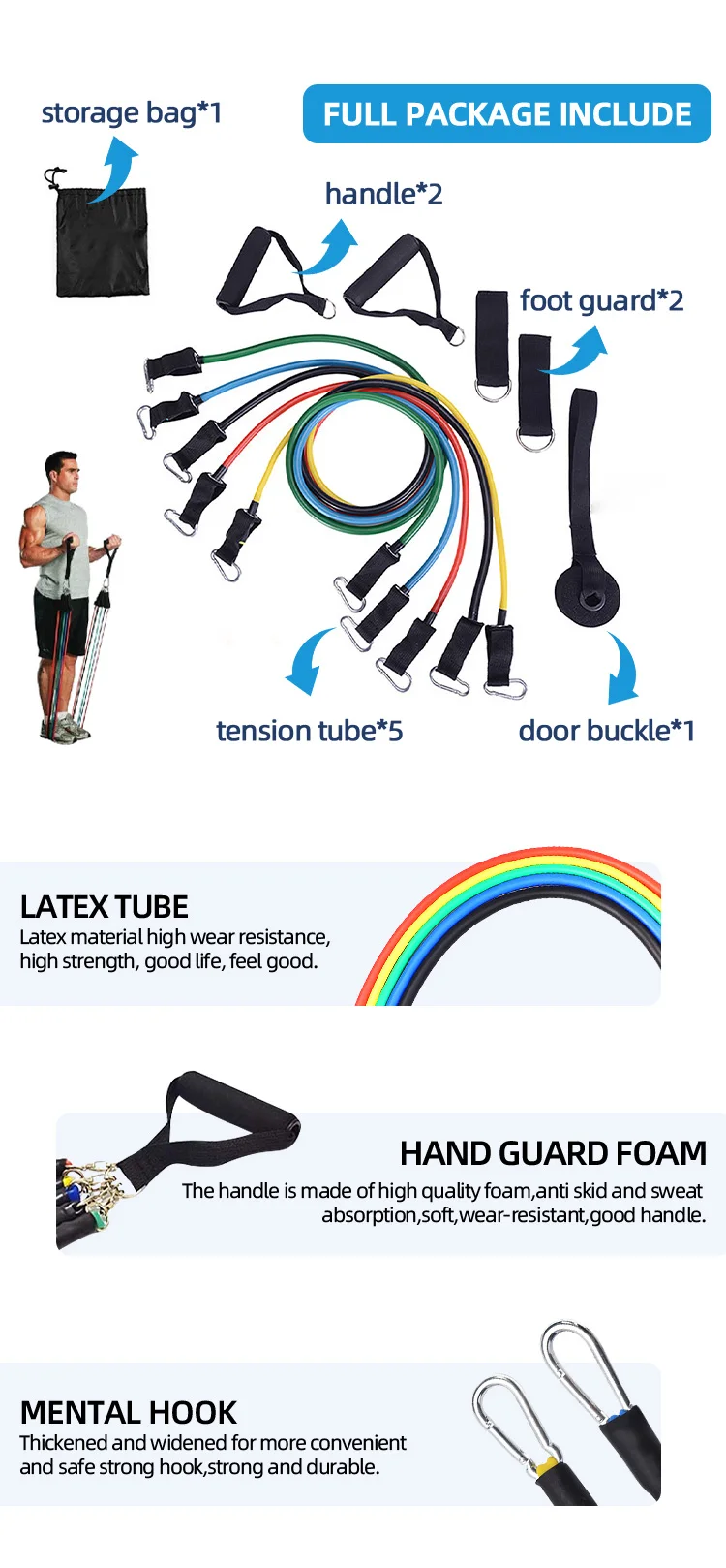 Rubber Pull RopeResistance Bands Fitness for Indoor Stength Training Details