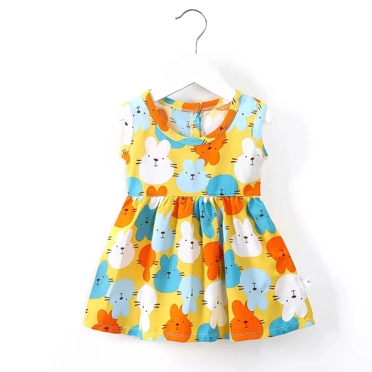 2024 Summer new girl cotton silk dress girl princess skirt Wholesale Summer Floral Print Baby Dress