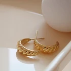 Gold Hoop Hoops Gold Croissant Hoop Earrings Twist Pattern Textured Wide Half Round Hoops Mesh Hoop For Women