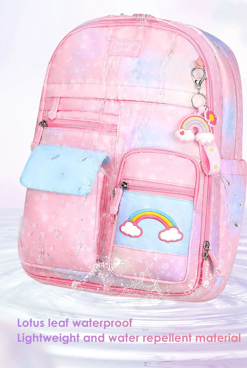 Breathable and durable oxford rainbow school bag 3-color Star Sky Gradient waterproof large capacity backpack School bags girls