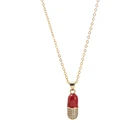 Pendant New Color Pill Micro-inlaid Zircon Capsule Pendant Copper Inlaid Zircon Dripping Oil Necklace