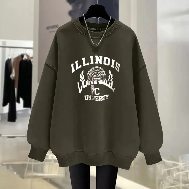 Women's oversized sweatshirt pattern retro hoodie cute Los Angeles California teen loose crew-neck fashion clothing