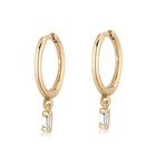 Earring Earrings Hoop Drop Earring Gemnel Bohemian Gold Plated Simple Huggie S925 Ziron Drop Hoop Earring
