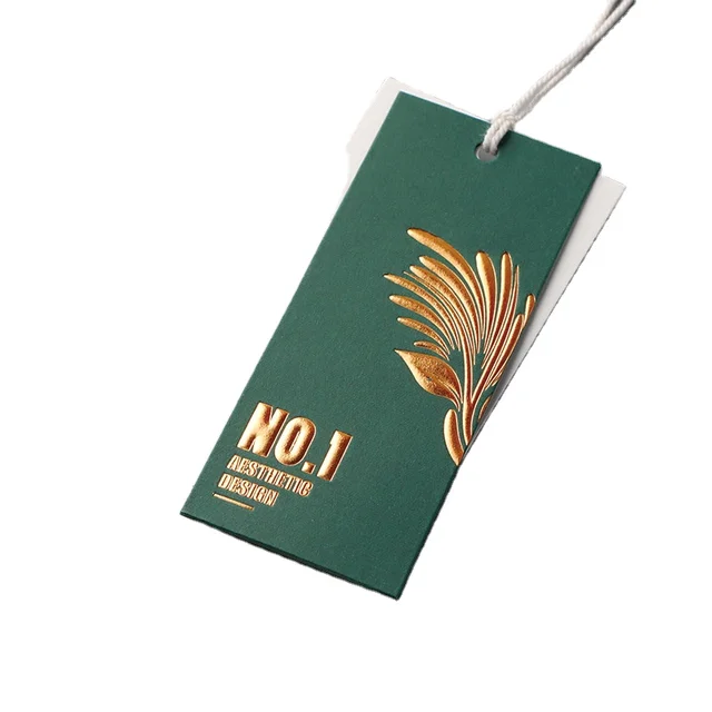 Luxury Custom hang Tags With logo Design and Printing Fashion Garment Paper hang Tag Embossed Clothing Swing Tag for   Garments
