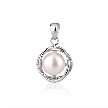Custom fine modern fashion jewelry 925 sterling silver circle freshwater pearl necklace charm pendant for women
