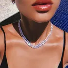 Silver Cubic Custom Silver Cubic Zirconia Iced Out Tennis Chain Initial Multilayer Necklace