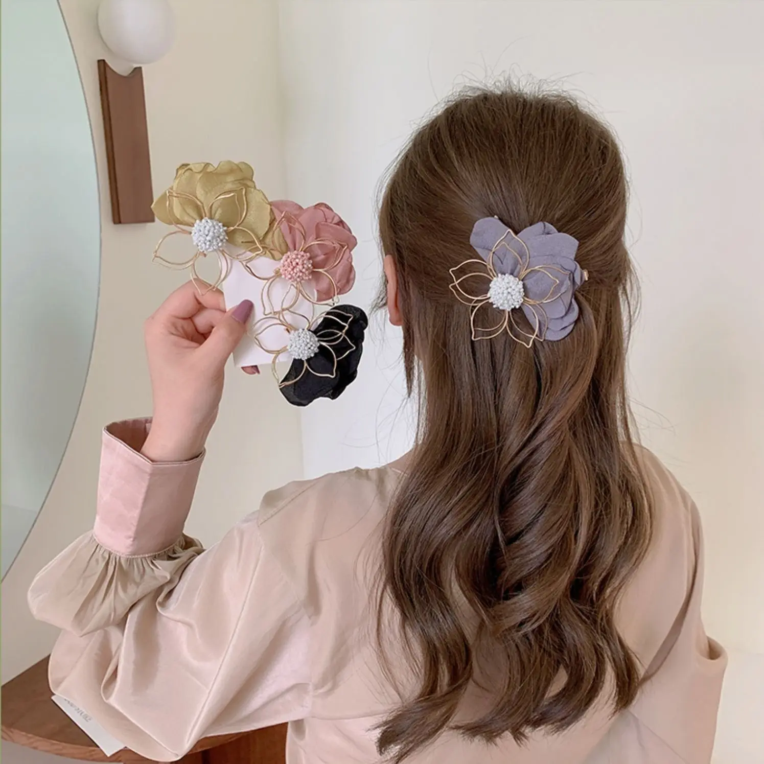 Metal Hair Clips Big Chiffon Flower Hair Accessories Korean Fashion Flower  Hair Claw Clips For Girls Women - Buy Fabric Hair Clip Barrettes,Flower Hair  Claw Clip,Metal Hair Clips Product on 