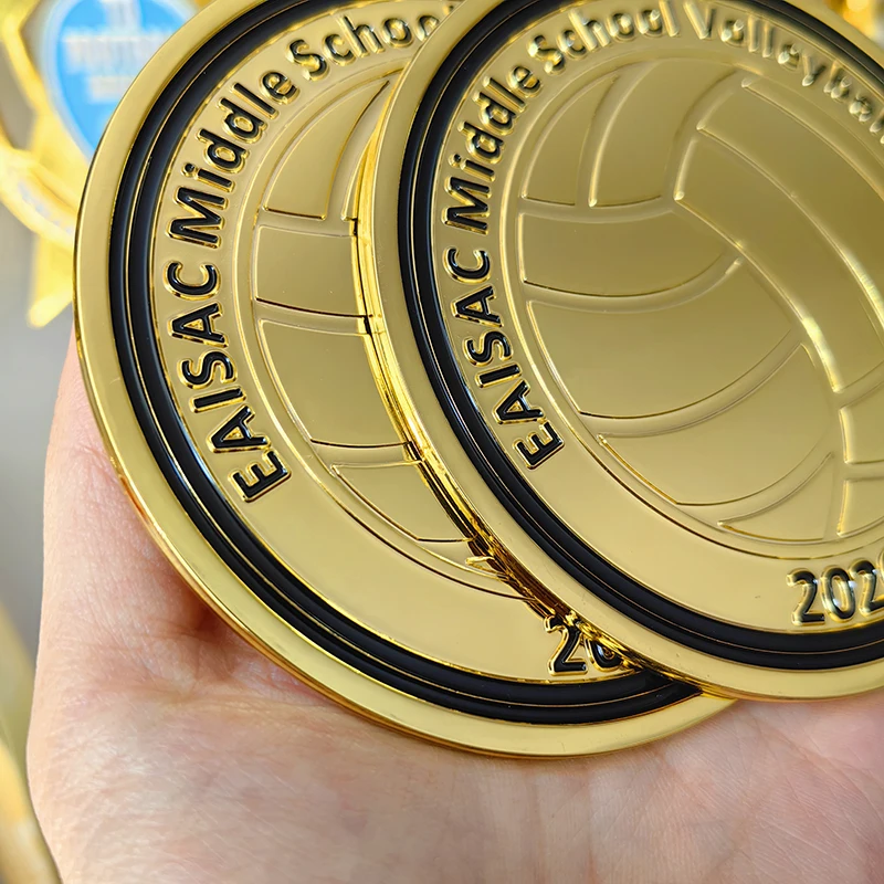 Custom Gold Metal Zinc Alloy Medals Modern Feng Shui 2D 3D Soccer Volleyball Awards for Sports Competitions Logo Personalization factory