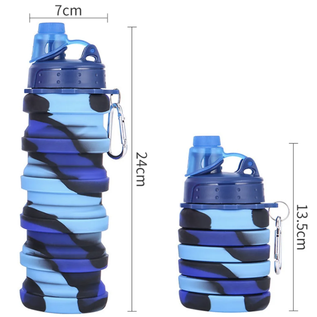 Mixed color Folding Silicone Cup Outdoor Sports Travel Kettle for Bicycle Water Bottles portable with handle