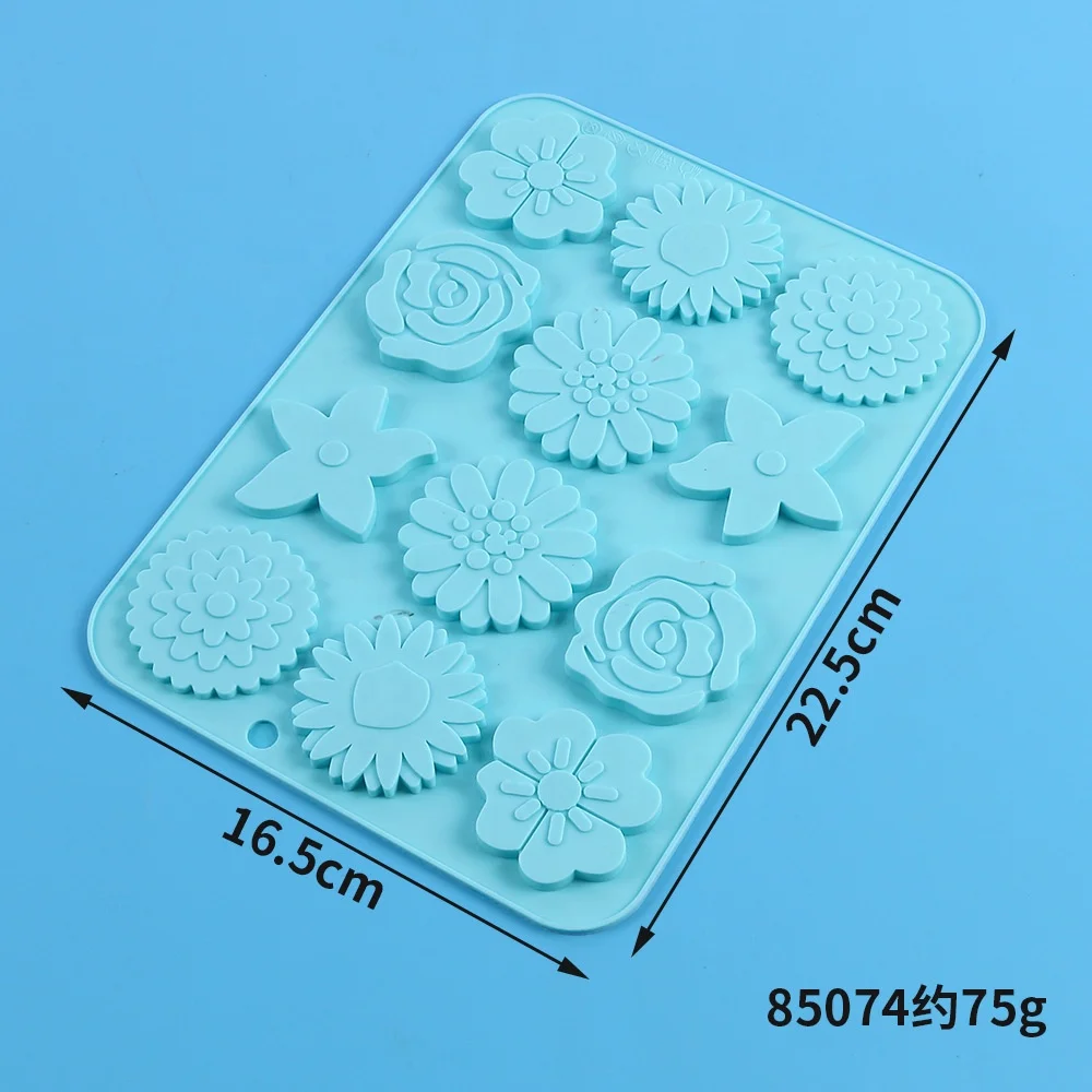12 cavity different flower shapes cake mold candy chocolate moon christmas style silicone cake mold baking tools