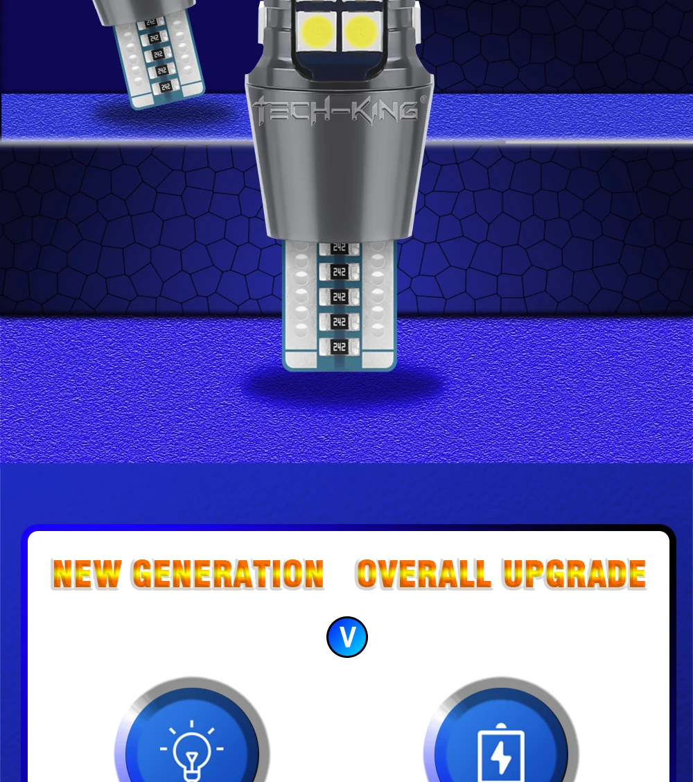 TECH-KING High Bright Lens 27SMD 3030 Led Car Reverse Light Canbus W16w Backup Lights 921 12-24V T15 Bulbs