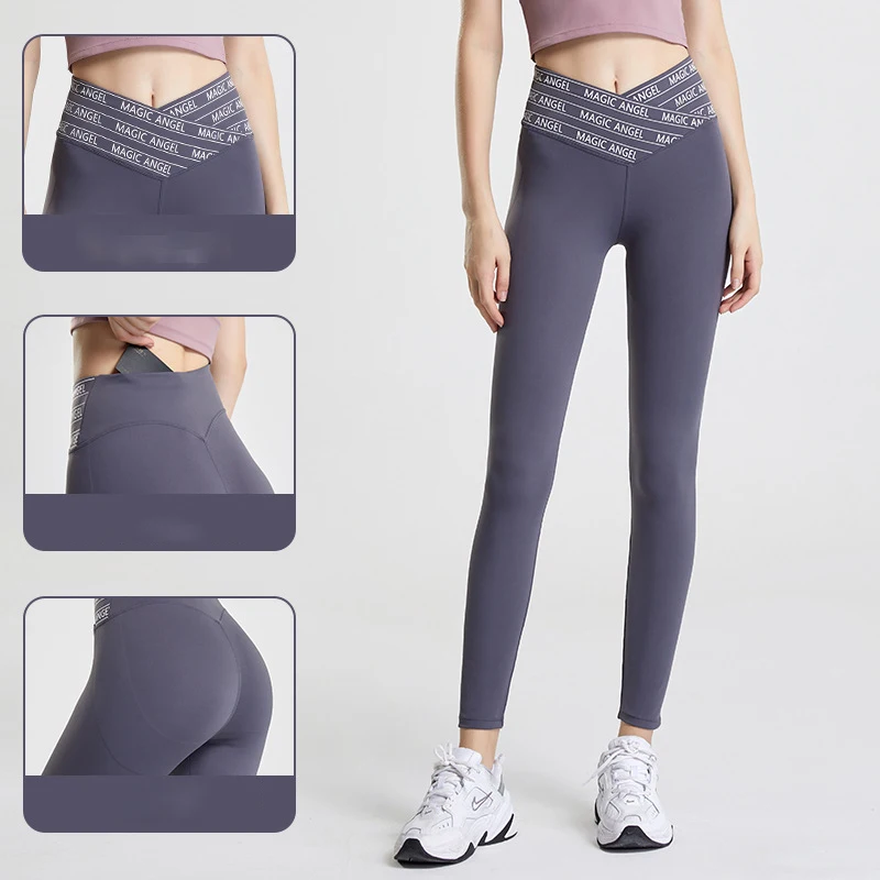 YIYI Cross Waist Printing Tummy Control Yoga Tights Pants Butt Lift High Stretch Gym Leggings Quick Dry Active Wear Leggings