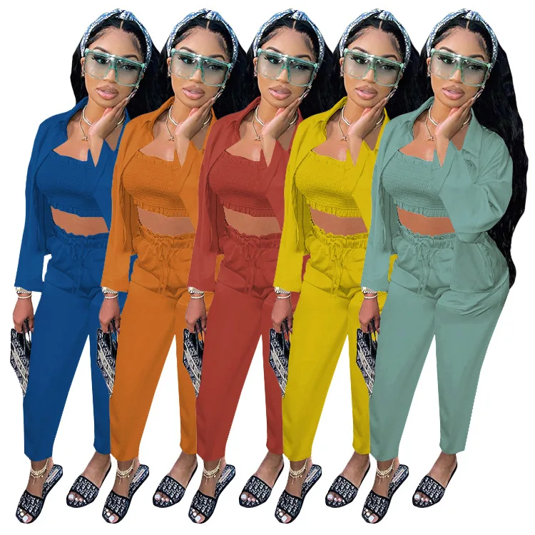 trending products new arrivals 3 clothing for fashion 2 matching sets two piece 2021 women clothes fall set woman