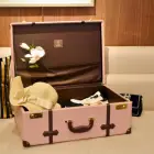 Luggage Suitcase Faux Leather Vintage Luggage Suitcase Storage Box With Straps For Travel
