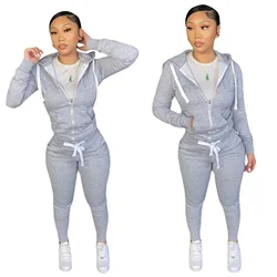 S98 Custom Logo Winter Zip Up Joggers Hoodies Full Fall 2022 Women Clothes two piece pant jogger Sets Training&Jogging Wear