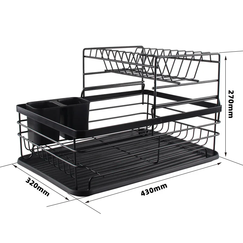 Wholesale Stainless Steel Stocked Frying Dish Drying Rack with drainboard Kitchen Plates Organizer Customized