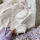 Leather Pearl Hand Fashion Pu Leather Purse Turkey Handbags Ladies Pearl Strap Make To Order Handle Hand Bag