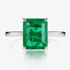 Silver Stone Ring Rings 925 Sterling Silver Rectangle Emerald Stone Ring Rhodum Plated Emerald Rings Women
