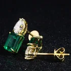 Gold Earring Earrings 18k Yellow Gold Earring Wholesale Hydrothermal Emerald With Moissanite Earrings
