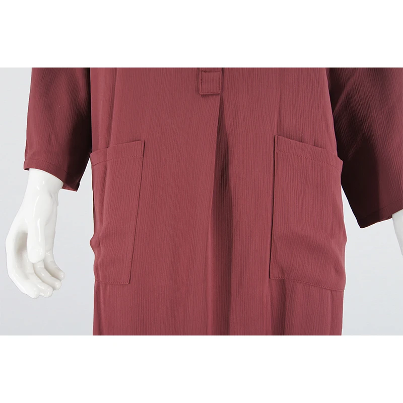 Custom Men's Long Sleeve Arabic Thobe Designed Casual Muslim Kaftan with Pockets for Middle East supplier