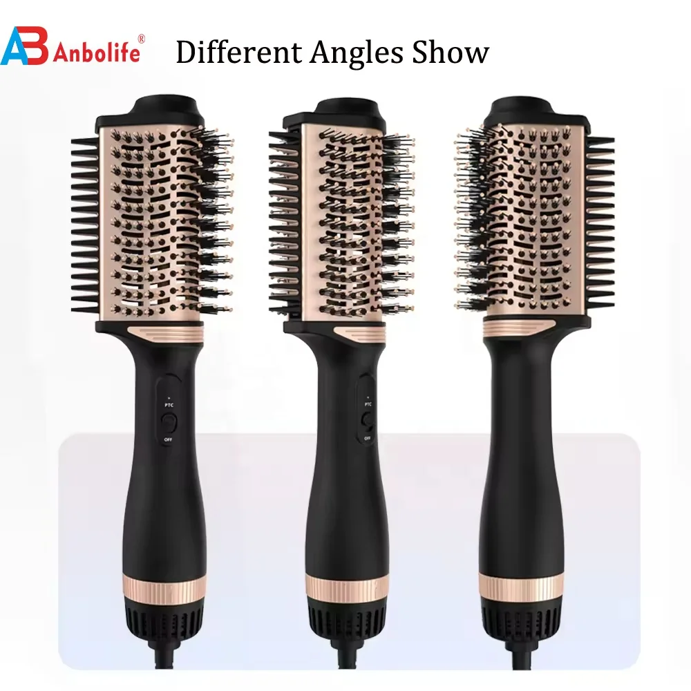2-in-1 Titanium Hair Brush Styler with 1200W Power 3 Temperature Levels and 2 Speed Settings for Easy Hair Styling