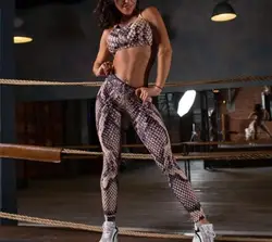 2022 hot-selling sexy snakeskin print vest pants elastic slim women exercise leggings