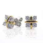 Silver 925 Silver Silver 925 Small Diamond Stud Earrings Moissanite Diamond Earrings