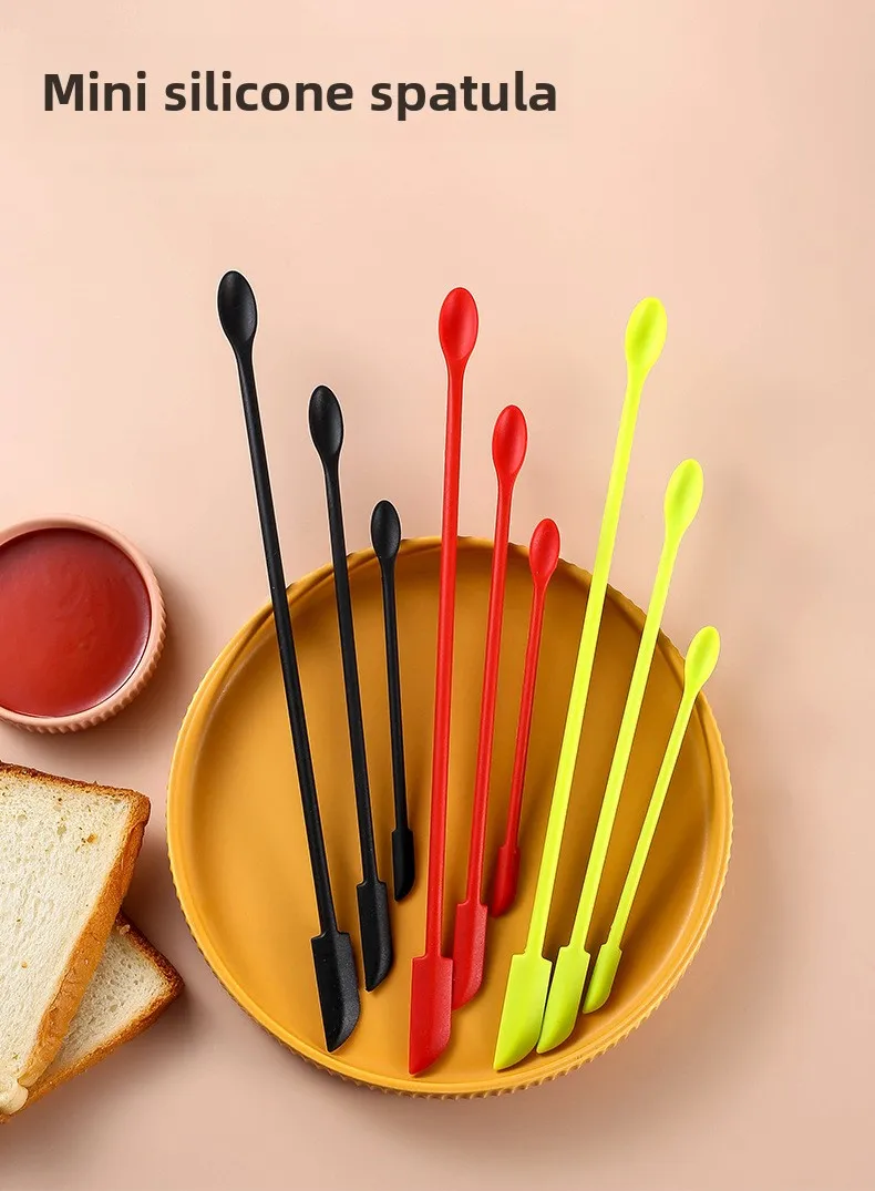 Mini Double-Headed Silicone Spatula Spoon Double-Headed Pointed Spatula for Bread Jam Cosmetic Bottle Inner Wall Pastry Tool factory