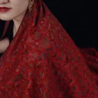 Scarfs Red Wholesale 2021 Women Wedding Scarfs Fashion Red Lace 100% Cashmere Shawls