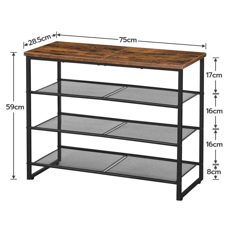 Wholesale 4 Tier Shoe Racks Industrial style Metal 4tier Shoe Stand Storage Shelf for Shoes Organizer