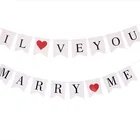Romantic Surprise MARRY ME Trunk Pull Flag Banners Marry Me Mermaid Flag Marriage Banners With String
