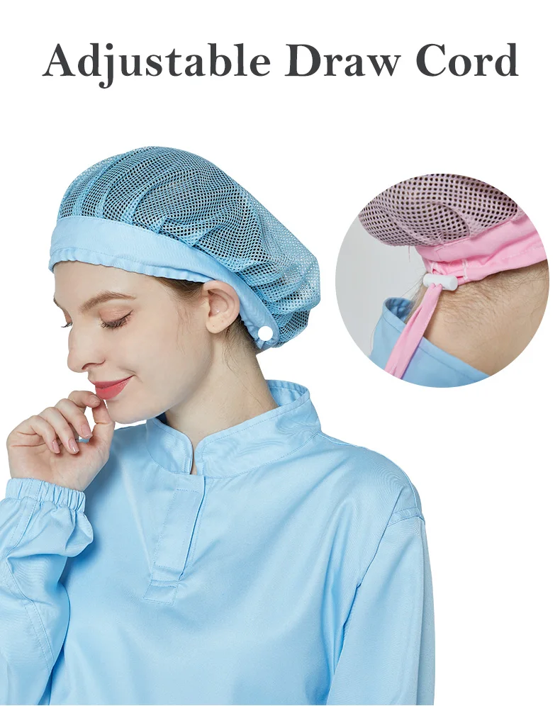 KL-3006 Polyester Mesh Hat with Adjustable Rope for Food Factory and Workshop - Dust Proof Mesh Style Cap