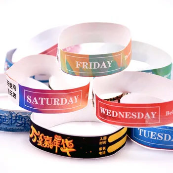 Custom Printed Dupont Tyvek Paper Wrist Bands Disposable Tearproof Paper Wristbands Ticket Bracelets for Event/hospital