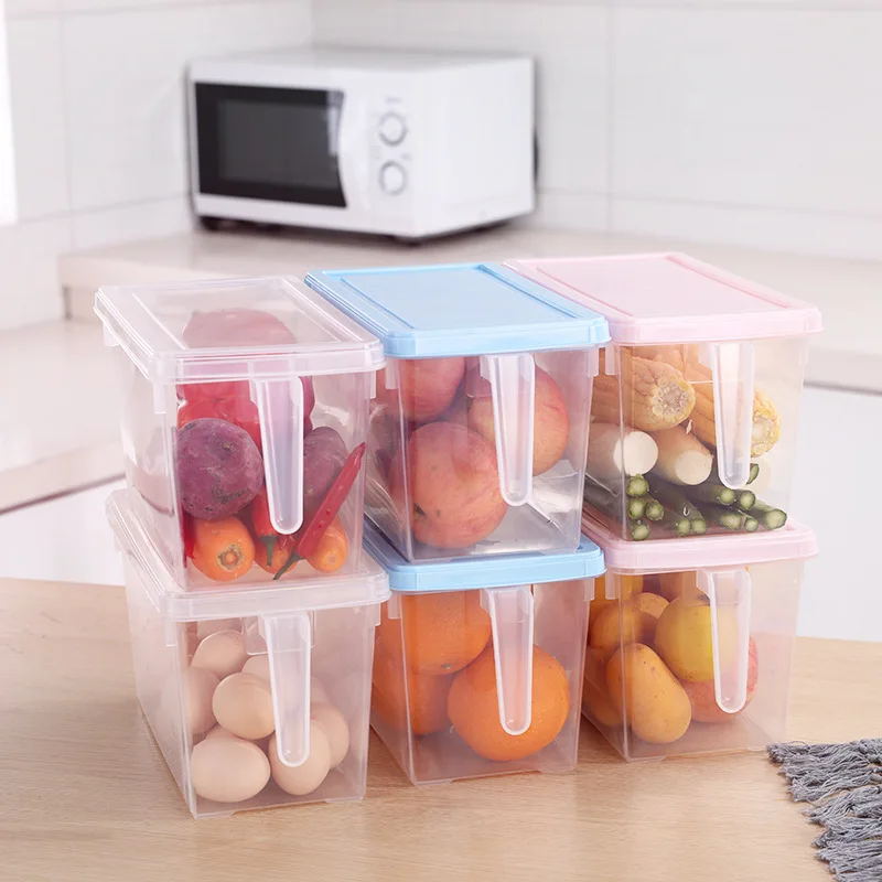 BPA FREE minimalist refrigerator pull type storage box refrigerator storage box with handle