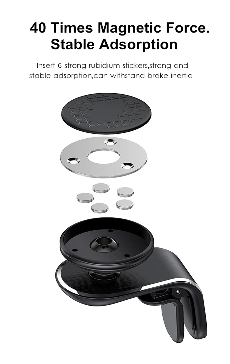 Magnetic Car Phone Holder Universal 360 Degree Rotation Magnet Stand Phone Holder For Car Air Vent Clips Accessory
