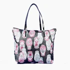 Printed Best Sell High Quality Elegance Foldable Printed Nylon Women Lady Wholesale Vendor OEM Shopping Tote Handbags