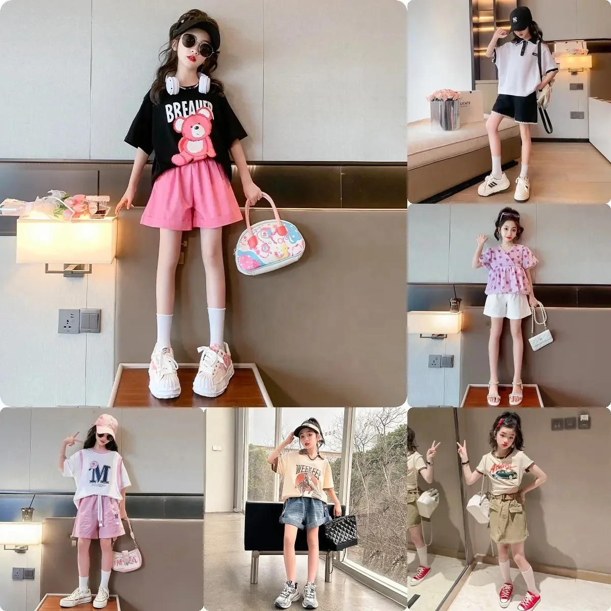 Wholesale Leader New Teen Summer Kids Girls Clothing Factory Girls Summer Set Printed T-shirt leggings Sweatpants