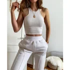 White Top Tank Tops 2021 Custom Ladies White Ribbed Womens Crop Top Tank Activewear Women's Tank Tops