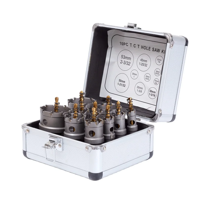 16-53mm 10pcs Tct Hole Saw Alloy 