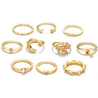 Ring Set Diamond Wholesale Ring Jewelry 10-piece Set Star Moon Diamond Pearl Bohemian Female Mood Ring