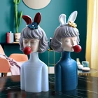 Craft Item Wholesale Resin Resin Craft Sculpture Modern Bunny Girl Sculpture Chic Polyresin Home Decor Item