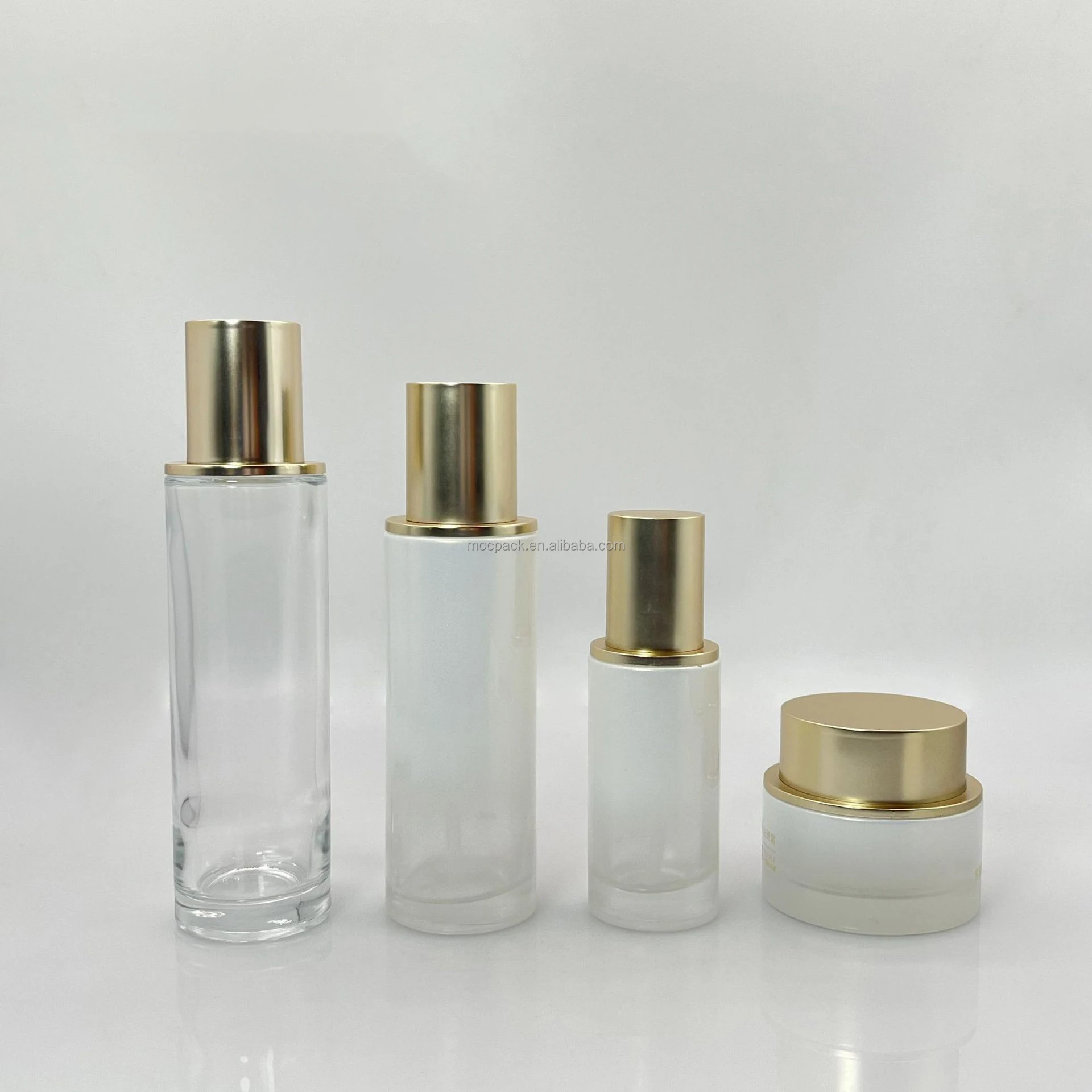 product factory direct sale round flat shoulder glass lotion bottle and cream jar luxury skin care set packaging-27