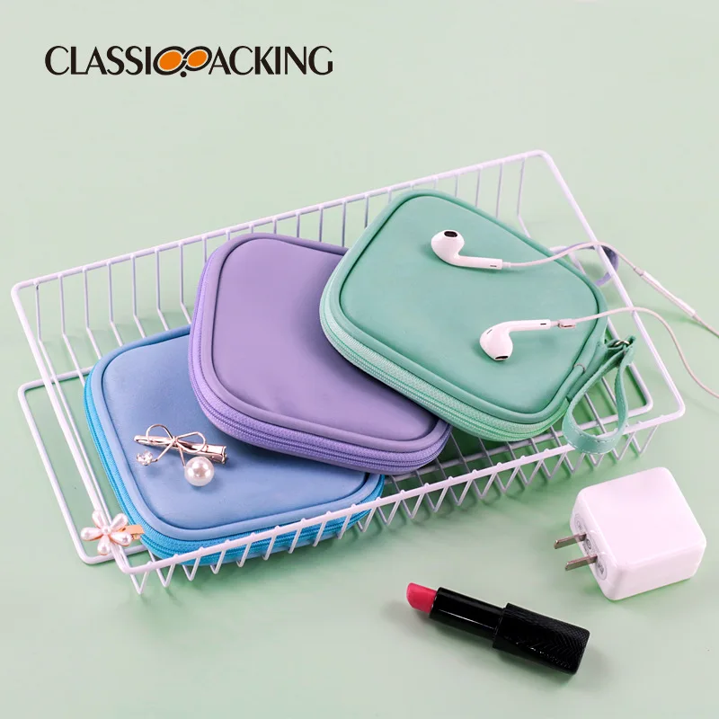 Custom Logo Headphone Storage Case Bag Data Cable Charger Earphone Storage Box Portable Mini Makeup Bag Coin Purse