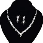 Pearl Jewelry Necklace Low MOQ Fashion Silver Rhinestone Pearl Jewelry Women Necklace And Earring Set