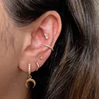 Gold Plated Earring 925 Silver Trend Jewelry 18k Gold Plated Diamond Bohemian Horn Hoop Huggie Earring