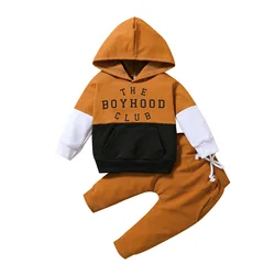 New arrival newborn baby clothing sets casual splicing infant hoodie outfits little girls sweatshirt 2pcs kids suits